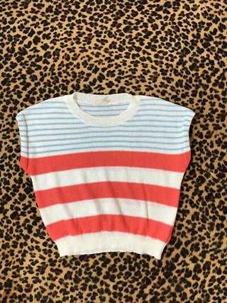 Light blue / red knitted sweater vest