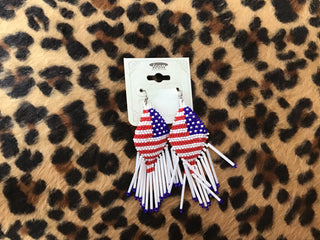 Red white and blue dangle earrings