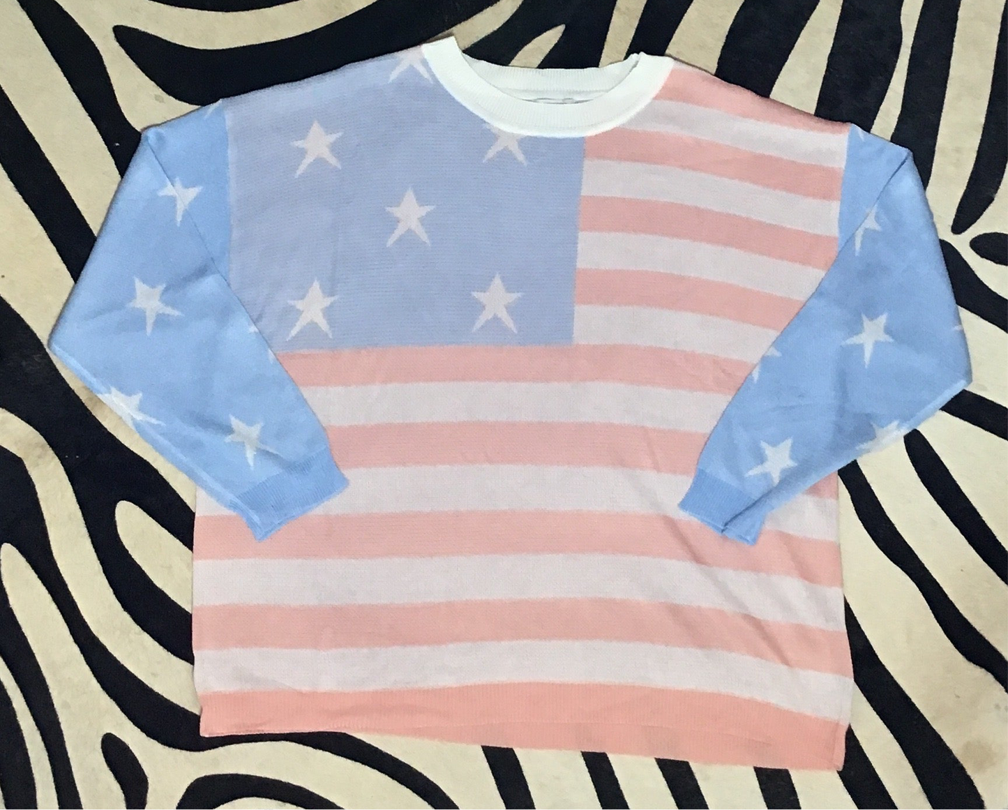 USA flag mesh long sleeve t-shirt