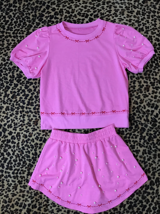 Pink Pearl and bow short and skort