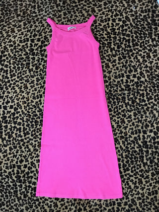 Hot pink halter dress