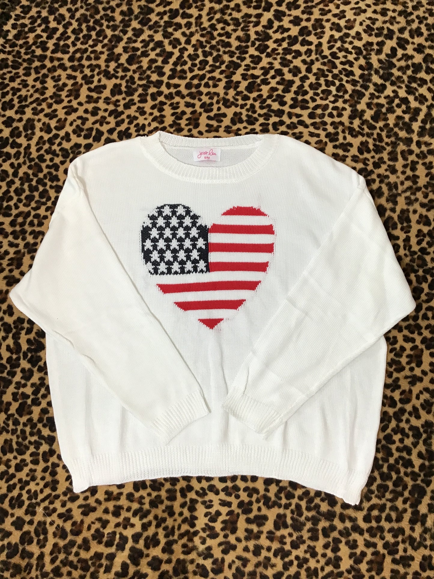 Flag heart white sweater