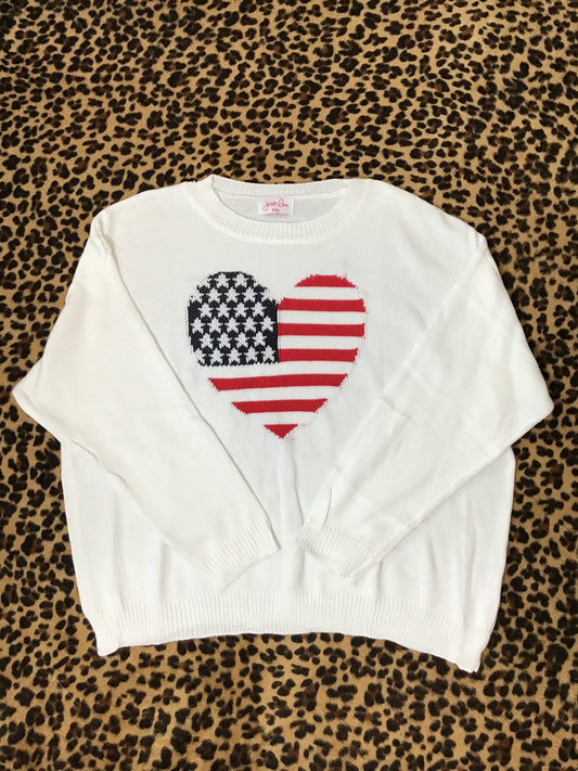 Flag heart white sweater