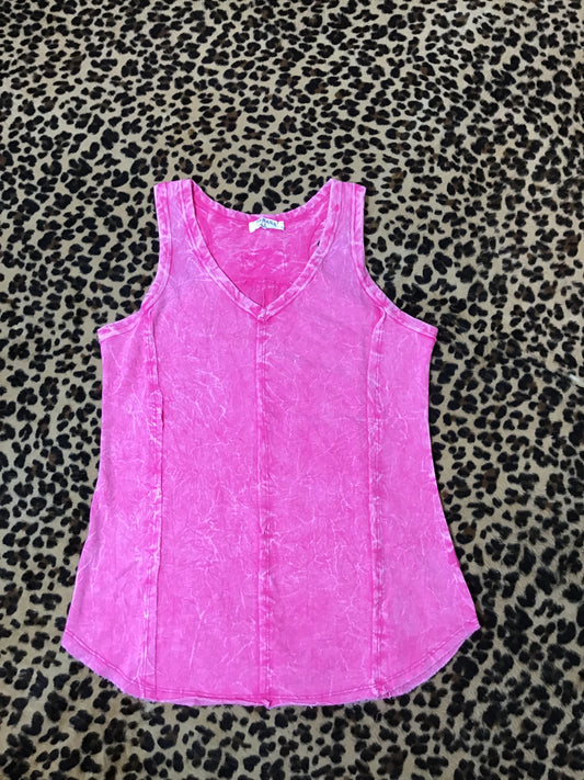 Pink washed tank top