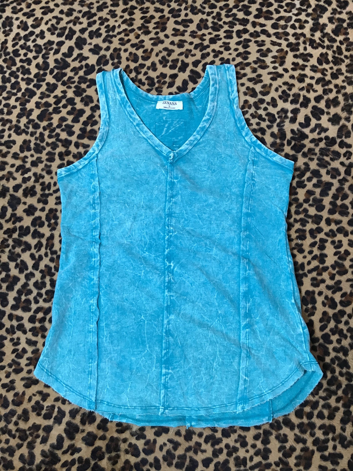 Blue washed tank top