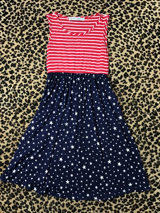 Red stripes blue stars Flowy dress