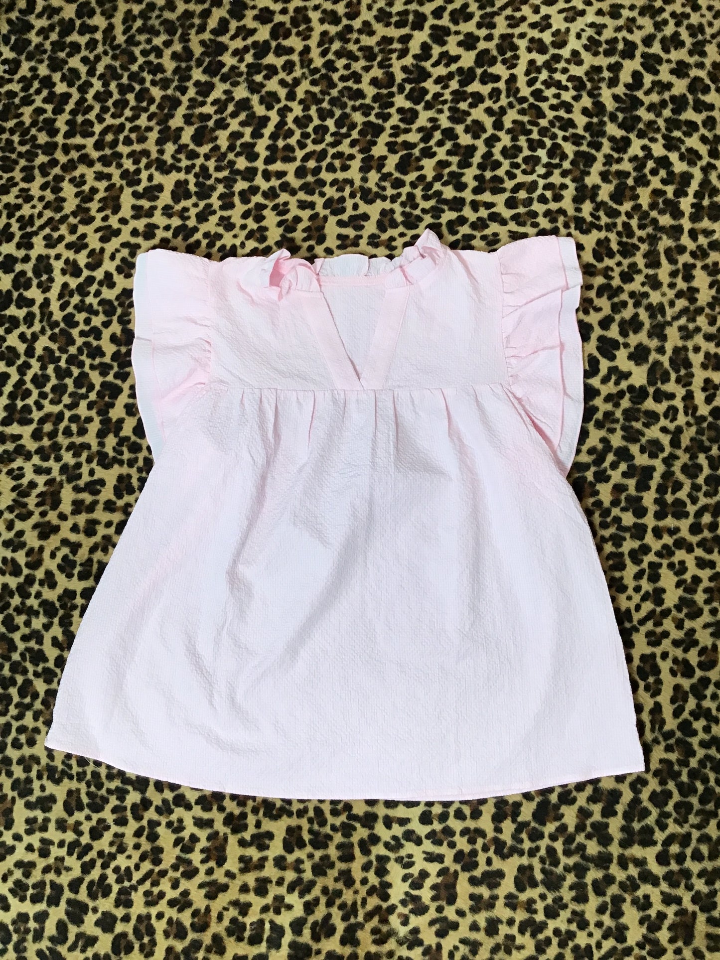 Ruffled baby pink dress shirt