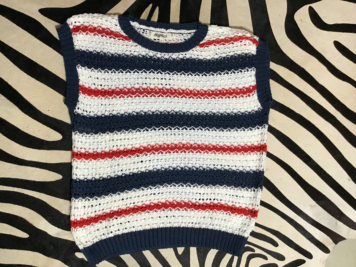 Knitted red white and blue sweater