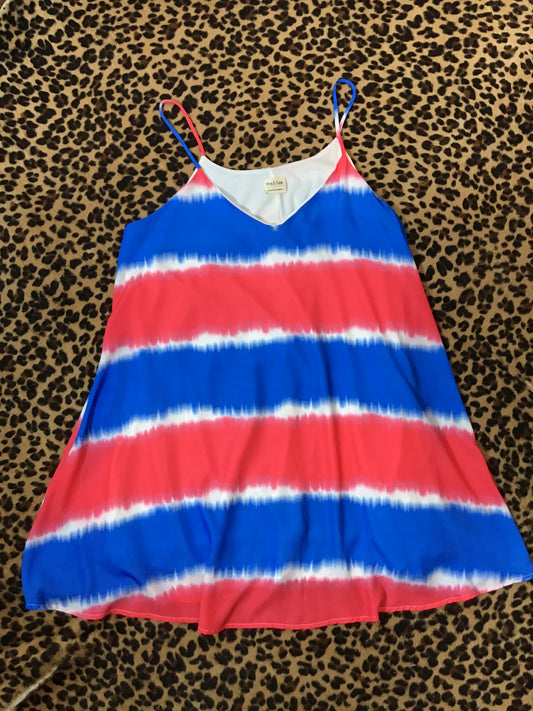 Red blue tie dye Flowy dress