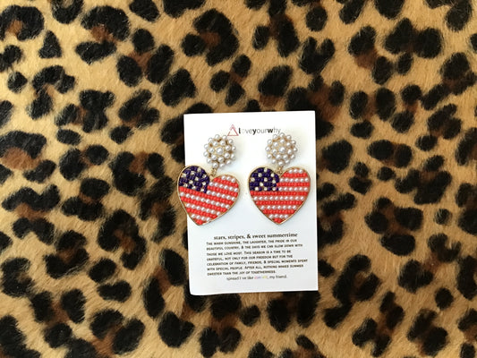 Heart stripped earrings