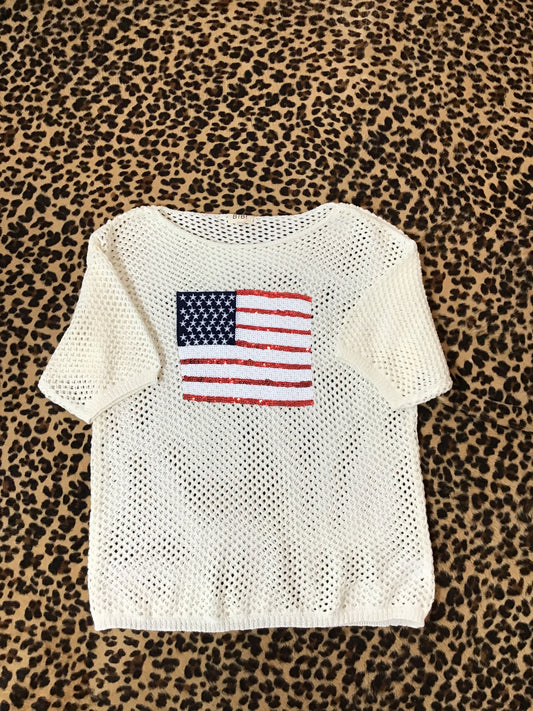 Fish net American flag tee