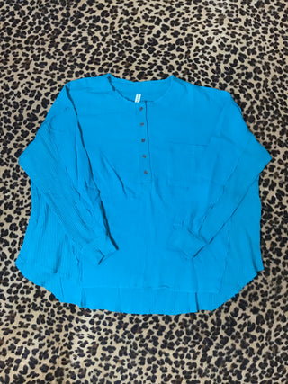 Teal long sleeve Flowy shirt