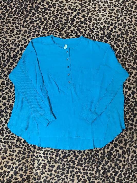 Teal long sleeve Flowy shirt