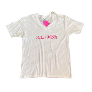 White And Pink GRL PWR tee