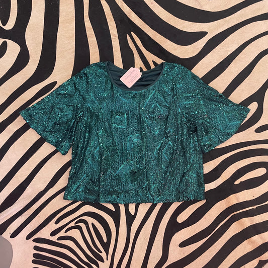 Emerald Sequin Top